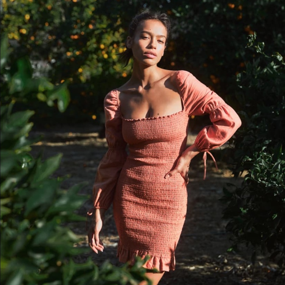 Reformation Linen Hilary Dress | Salmon
